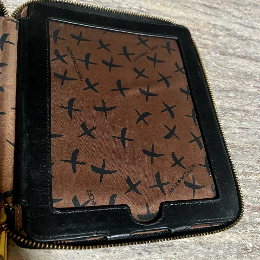 Rebecca Minkoff Black Textured zippered iPad case